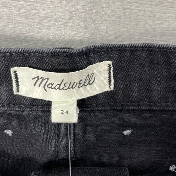Madewell Rigid Denim A-Line Mini Skirt Metallic Dots Edition Black Jean 24 XS - Picture 9 of 16